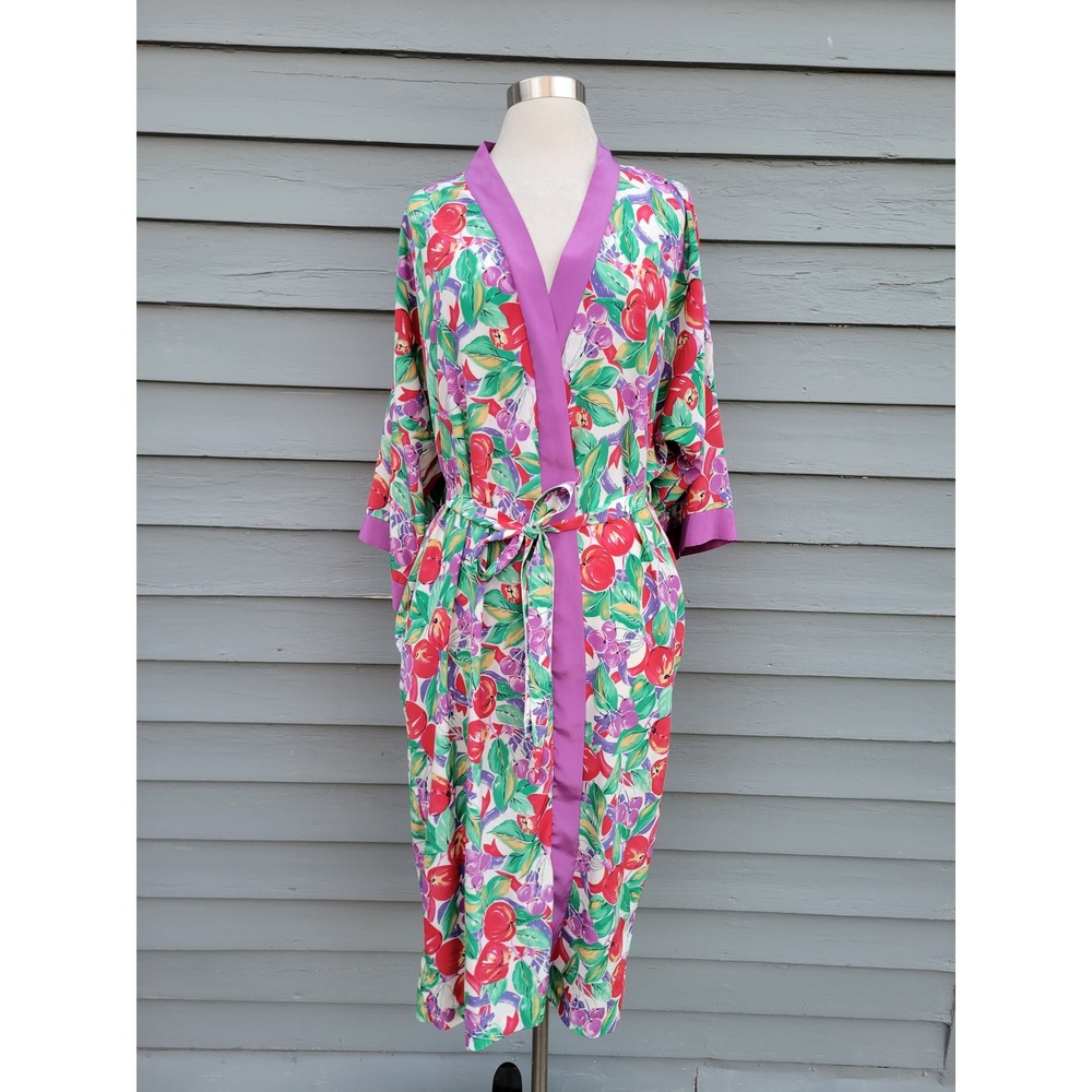 Miss Dior Robe Multicolor Floral Fruit Print Vintage Size S